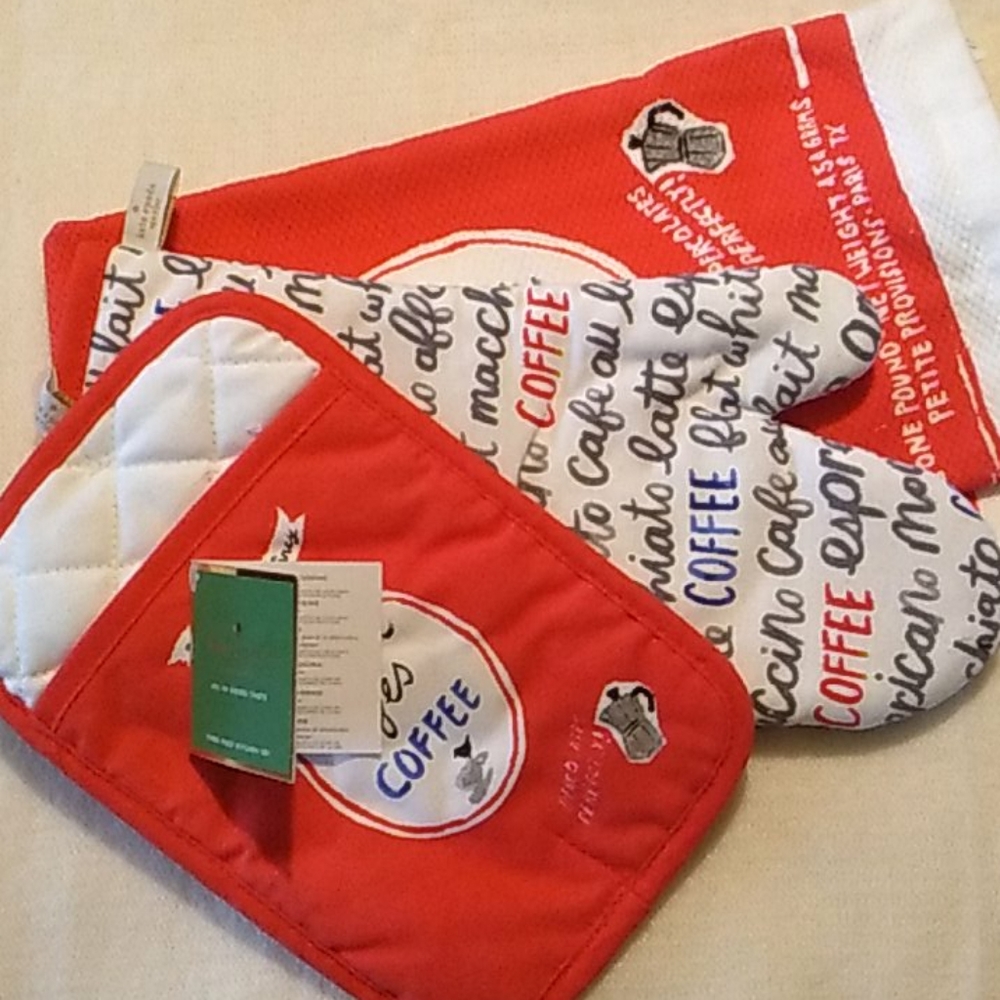 NWT Kate Spade Kitchen Towel, Oven Mitt,Pot Holder